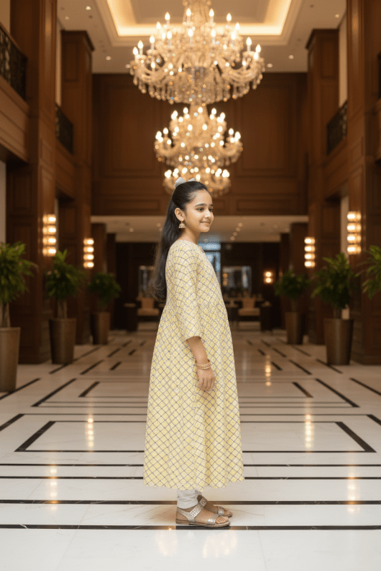 💛 Golden Lattice Long Frock