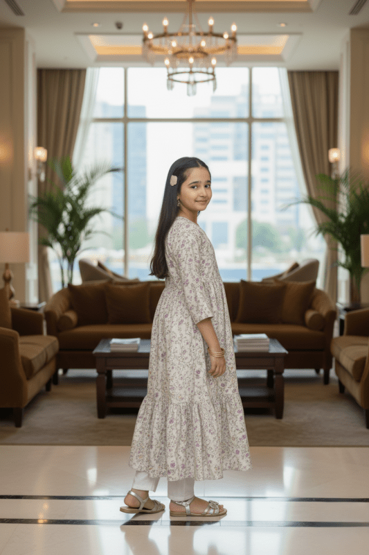 🌿 Lilac Vine Long Frock