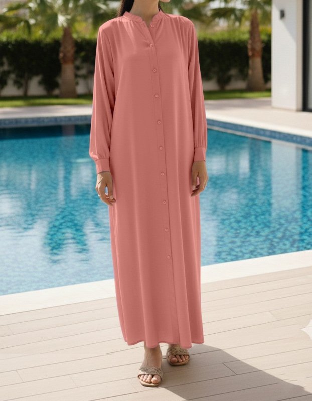 Solid 2PC Dress - Long Peach