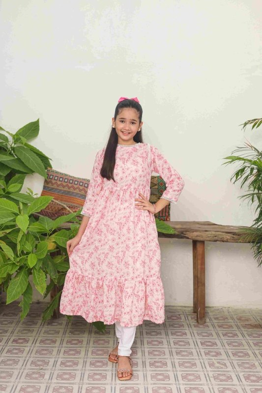 🌸 Blush Garden Long Frock