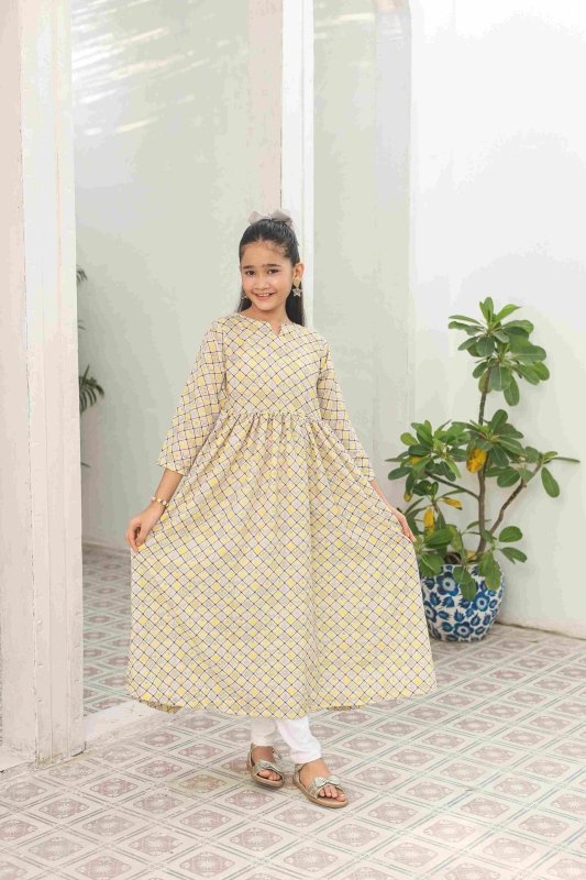 💛 Golden Lattice Long Frock