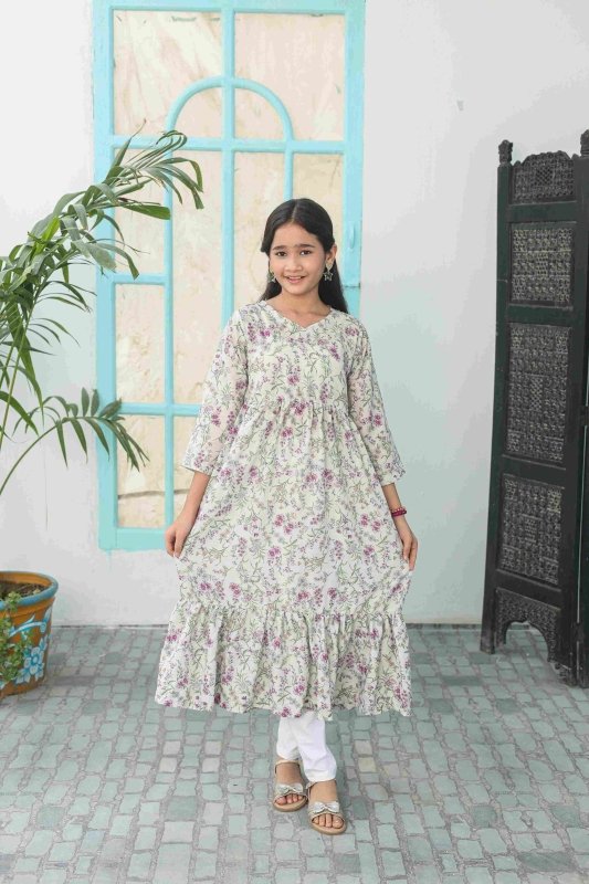 🌿 Lilac Vine Long Frock