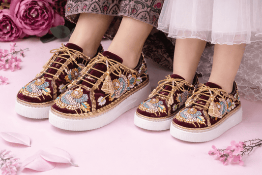 Mommy & Me Sneakers-280-Maroon ( 1.5 Inch Sole)