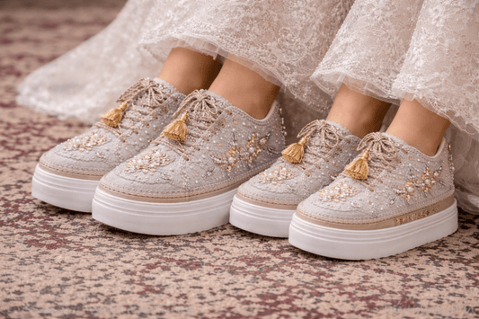 Mommy & Me Sneakers-37-Silver ( 1.5 Inch Sole)