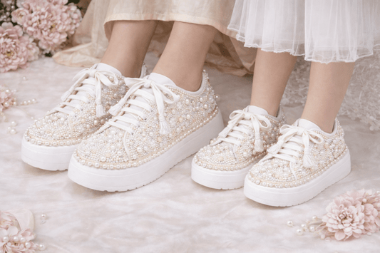 Mommy & Me Sneakers-9-White ( 1.5 Inch Sole)