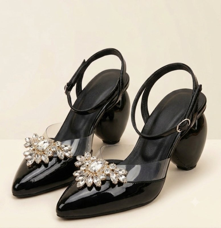 Noir Crystal Slingbacks