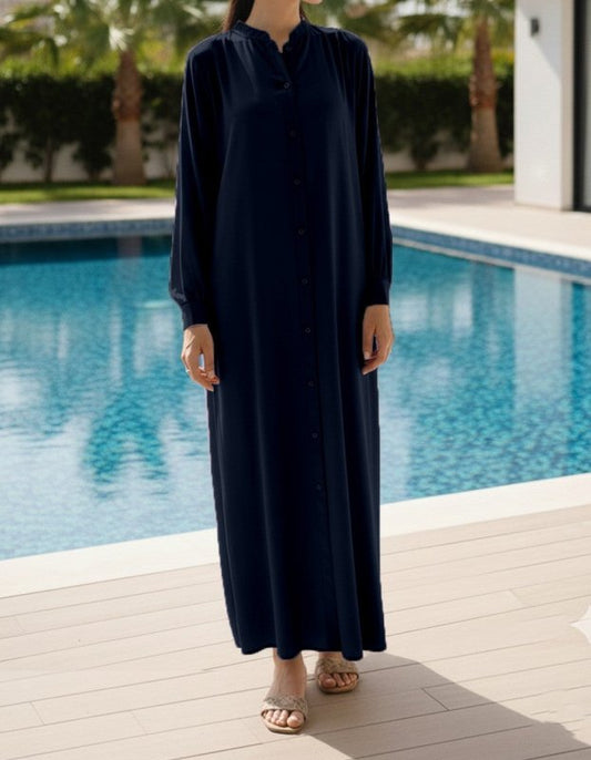 Solid 2PC Dress - Long Navy