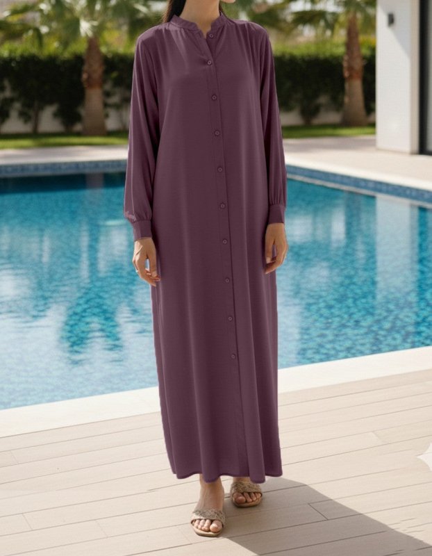 Solid 2PC Dress - Long Plum